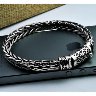 S925 Silver Handmade Woven Keel Bracelet For Men