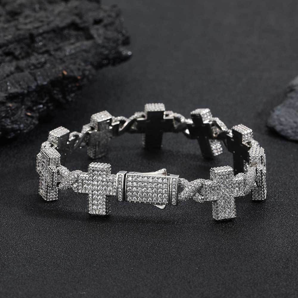 Men's Fashion Zircon Infinite Cross Bracelet