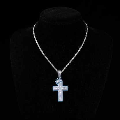 Personalized Luminous Crown Cross Pendant Copper Inlaid Zircon Accessories