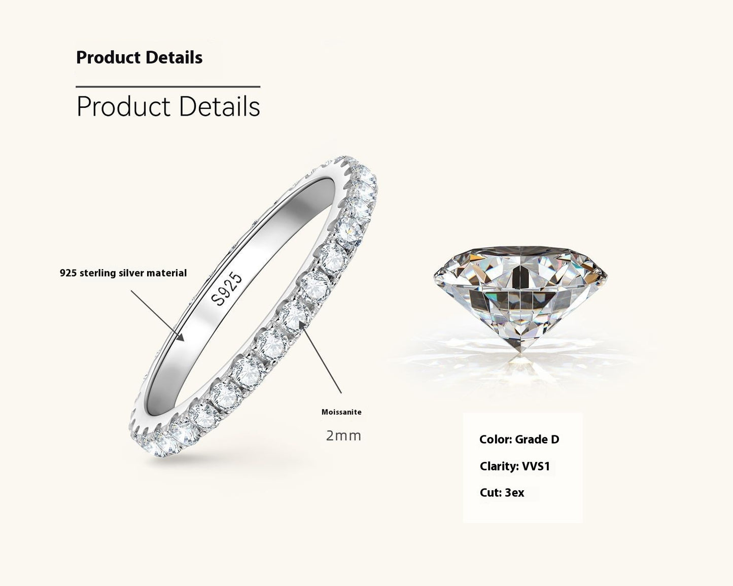 Moissanite Ring Female Special-interest Design