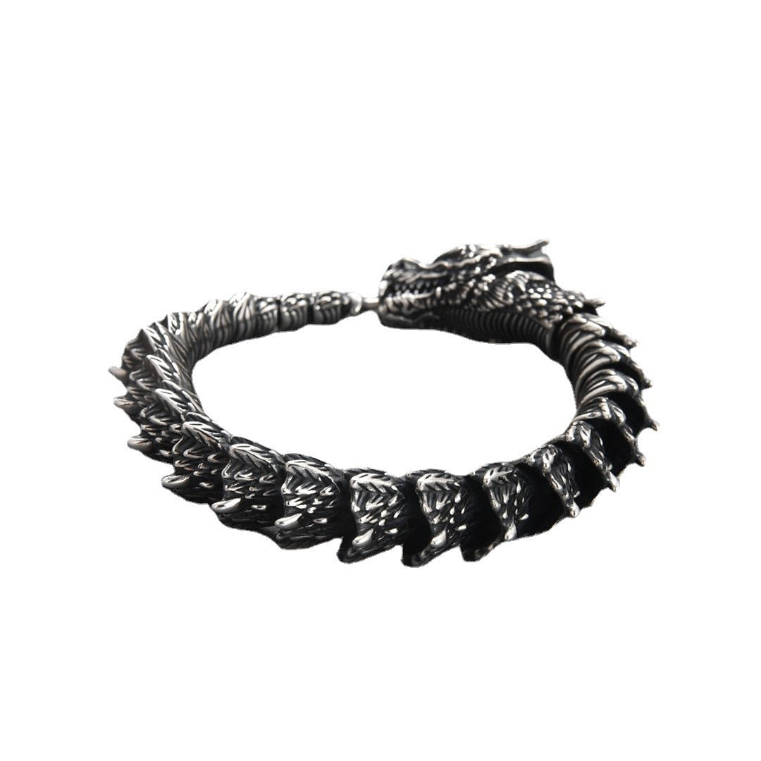 Handmade Retro Domineering Dragon Head Bracelet Men