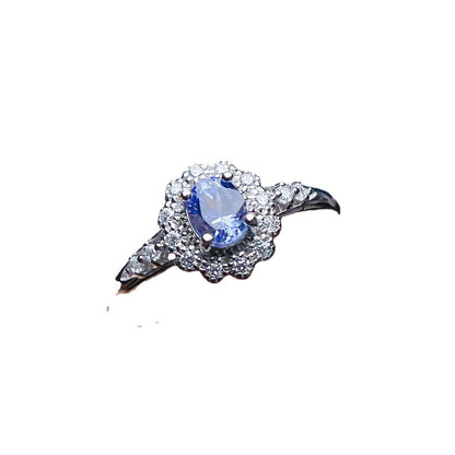 Natural Tanzanite Ring S925 Silver Female