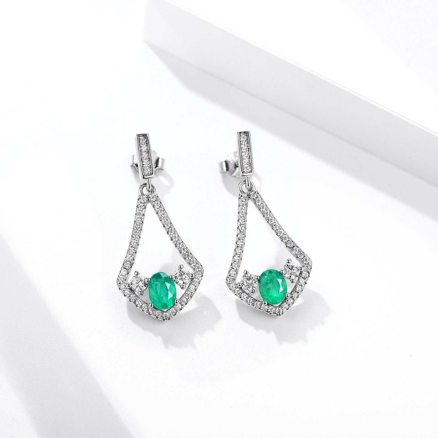 Pendientes de esmeralda natural para mujer, versión coreana, pendientes de circonita de alta calidad, plata S925