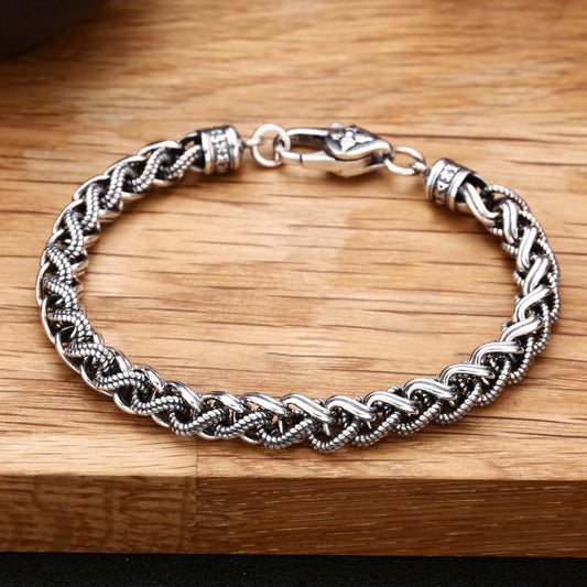 925 Sterling Silver Dynamic Rope Bracelet Men's Thick Personalized Thai Silver Vintage Fashion Jewelry