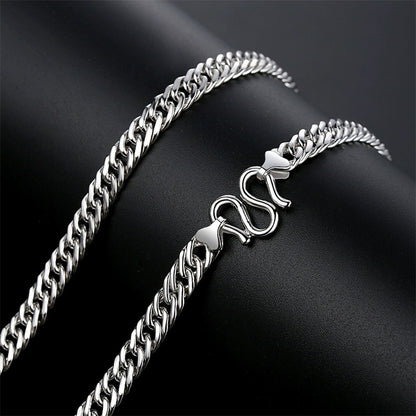 Collier cubain en argent pur 990 pour homme avec chaîne gourmette épaisse