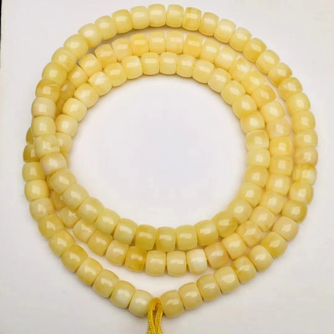 Perles de Bouddha coupées droites en cire d'abeille naturelle, accessoires d'artisanat à l'huile de poulet