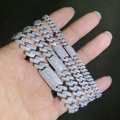 Bracelet chaîne à maillons cubains en argent Hip Hop pour hommes et femmes