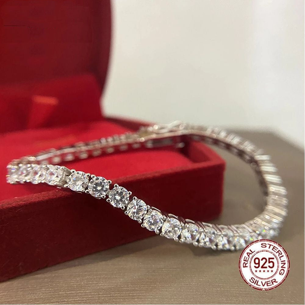 Bracelet en argent S925 Longueur de chaîne 17-19 cm Chaîne de tennis en option