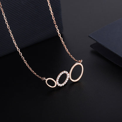 Women's S999 Sterling Silver Three-ring Necklace