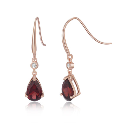 Drop-shaped Natural Garnet S925 Pure Earrings