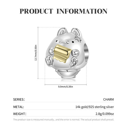 Original Design, Cute And Cute Toilet Mouse Bracelet S925 Sterling Silver 14K Room Gold Diy Accessories