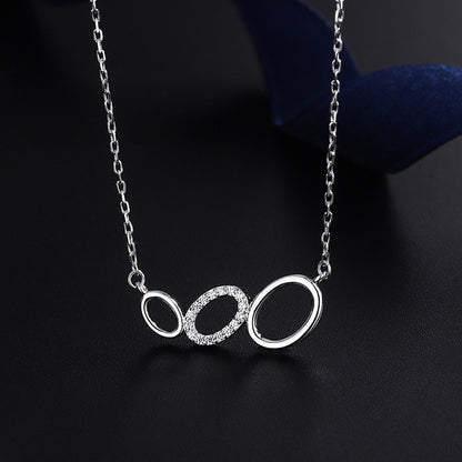 Women's S999 Sterling Silver Three-ring Necklace