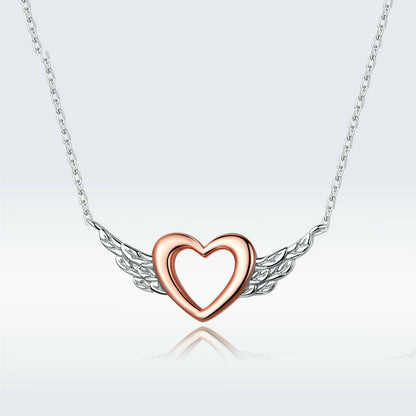 Silver Charm Original Love Wings Rose Gold Plated Necklace Ins Creative Niche Design Sense Clavicle Chain