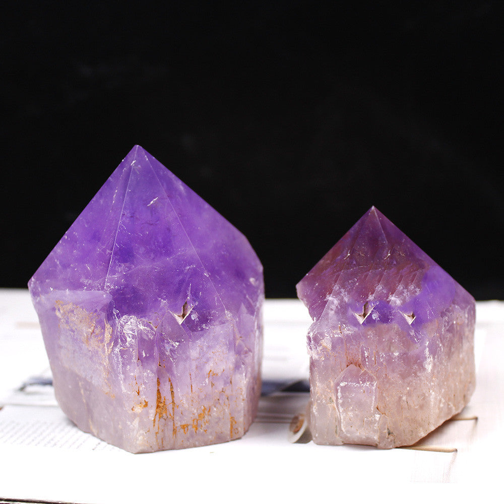 Natural Brazilian Amethyst Rough Stone Ornament Hexagonal Pillar