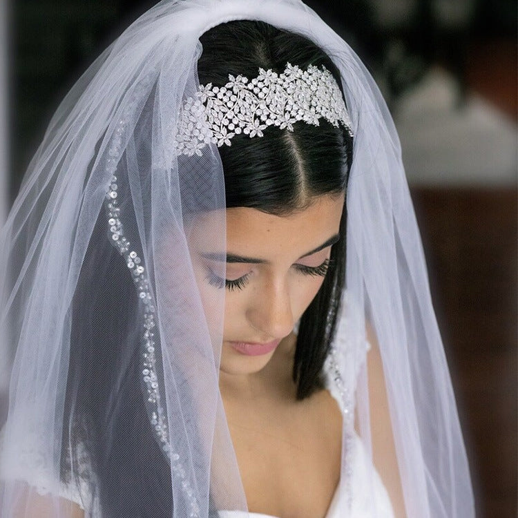 Corona de flores para novia, accesorios para vestido de novia, diadema de circonita