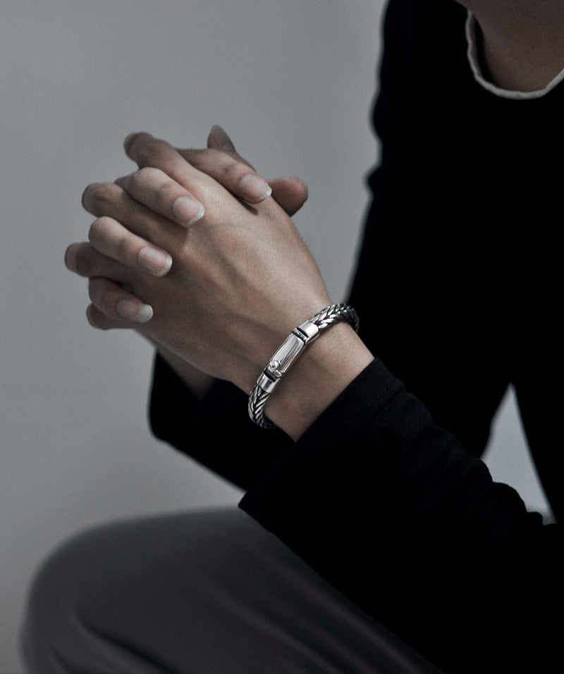 S925 Silver Handmade Woven Keel Bracelet For Men