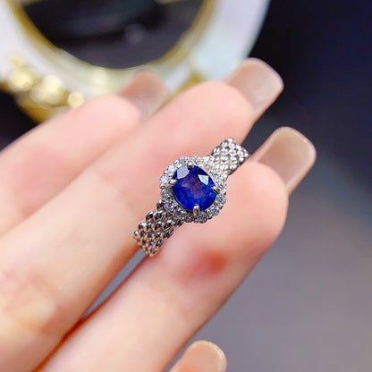 Jewelry Natural Sapphire Ring Silver