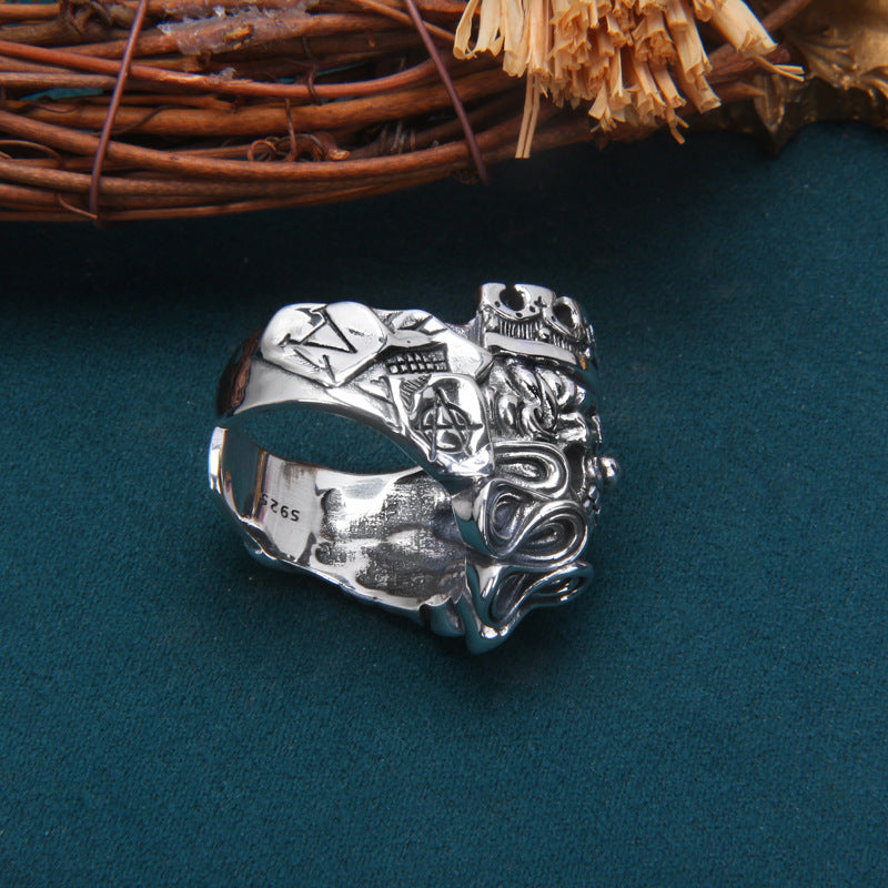 Anillo de calavera para hombre en plata de ley S925