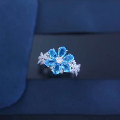 S925 Sterling Silver Six-leaf Flower Simple Artsy Ring Women