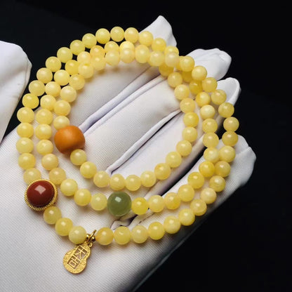 Pulsera multicírculo de cera de abejas natural para mujer