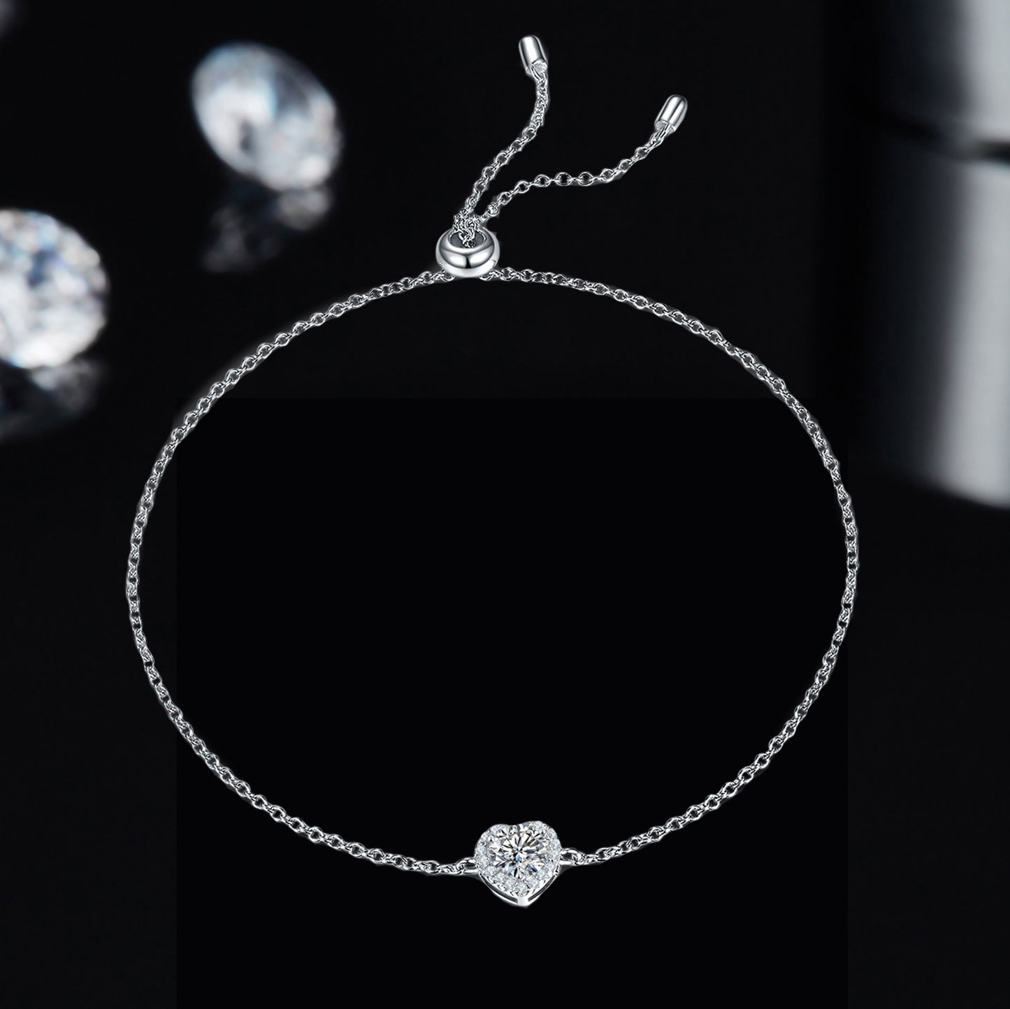 Light Luxury 925 Silver Necklace Earring Bracelet Love Design Moissanite