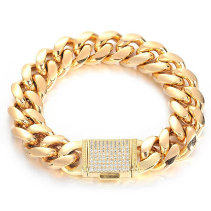 Stainless Steel Bracelet Ornament Male Zircon Flip Buckle