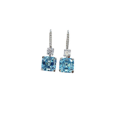 Square Pagoda High Carbon Rhinestone Earrings