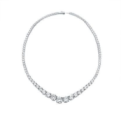 Moissanite 925 Sterling Silver Single Row Full Diamond Necklace For Women