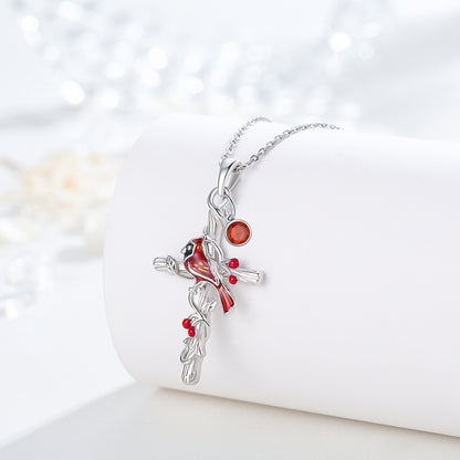 Cardinal Cross Necklace Birthstone Necklace Jewelry Gift