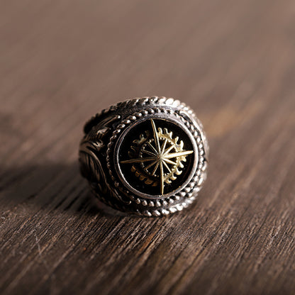 Thai Silver Personality Men's Sun Ancient Vine Totem Ring