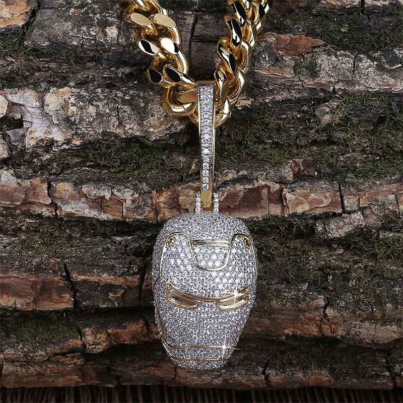 Collier Hip Hop avec pendentif de dessin animé et plein de zirconium