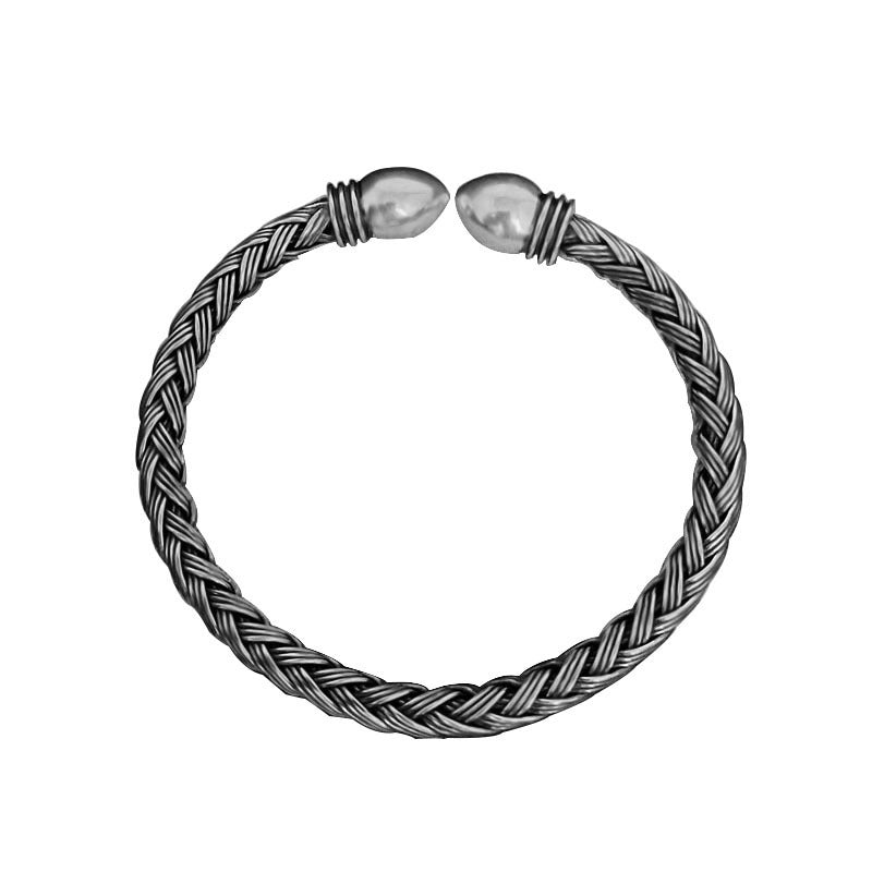 Bracelet personnalisé rétro et tendance en argent pur S999 tissé à la main