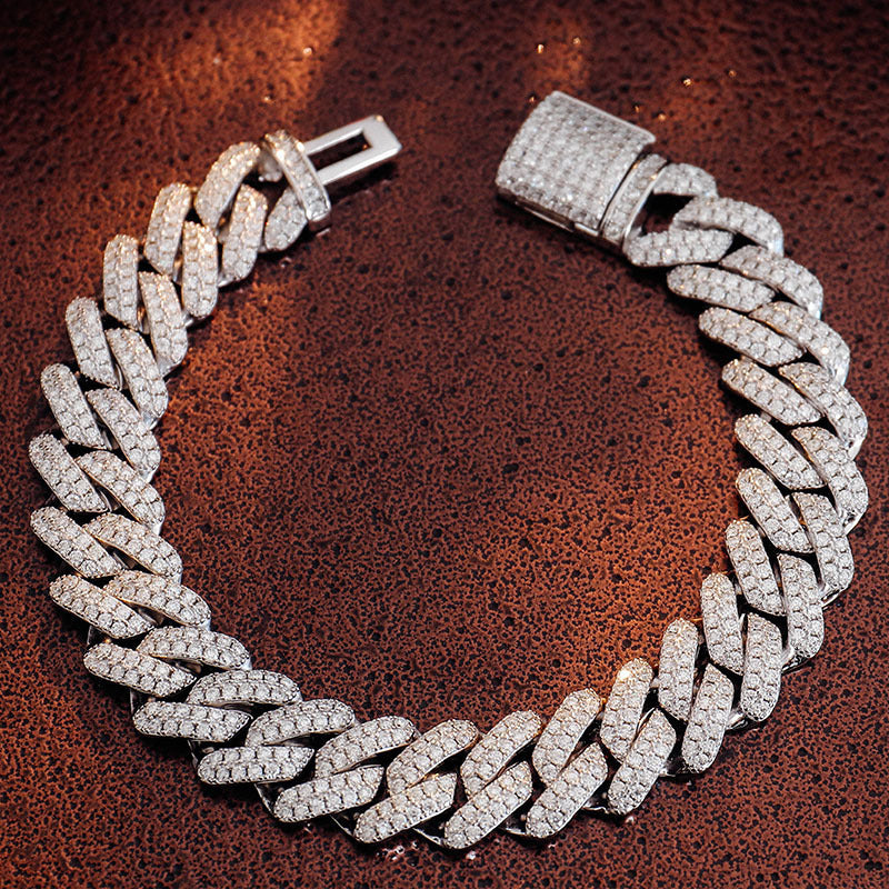 Bracelet chaîne à maillons cubains en argent Hip Hop pour hommes et femmes