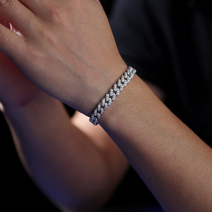 Pulsera de plata con moissanita y luz guía para hombres y mujeres