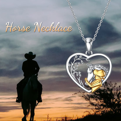 Collier pendentif cheval pour garçons et filles, collier médaillon qui contient des photos pour la famille