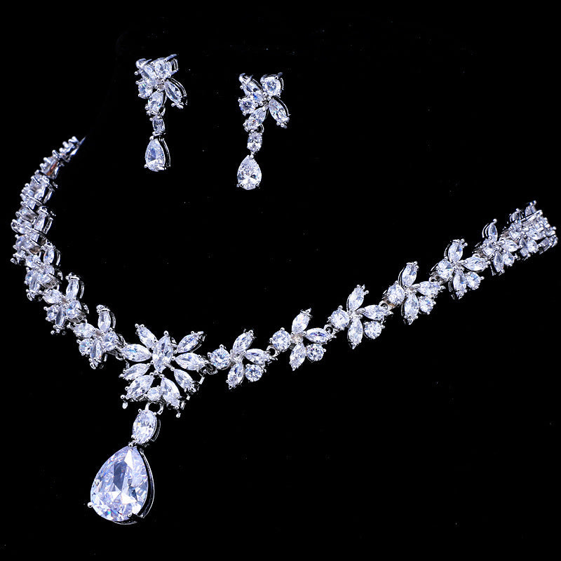 Exquisite Zircon Necklace Earring Set