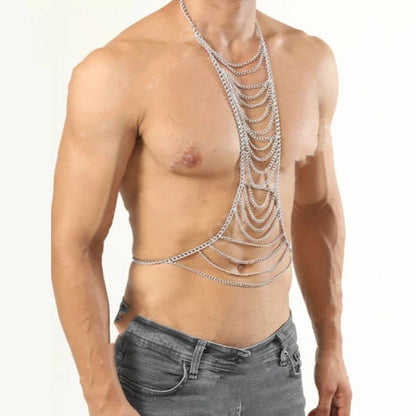 Mens Body Chains Festival Cosplay Jewelry Tops Chest Necklace