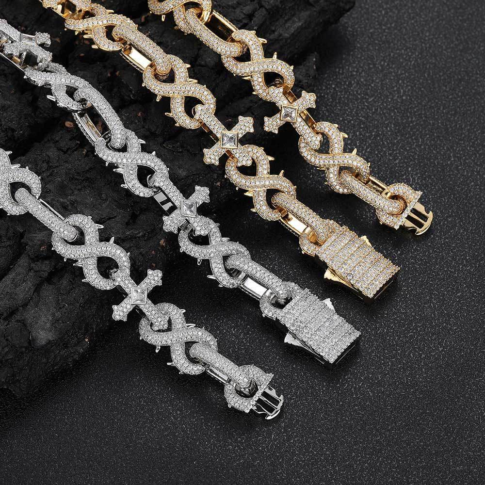 Men's Necklace 8-character Thorn Cross Cuban Link Chain