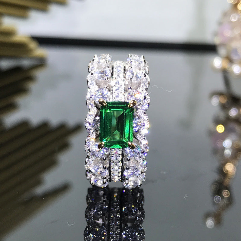 S925 Sterling Silver Jewelry Wholesale Emerald Double Row