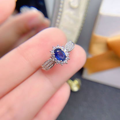 Natural Sapphire Ring Diamond Colored Gems Jewelry