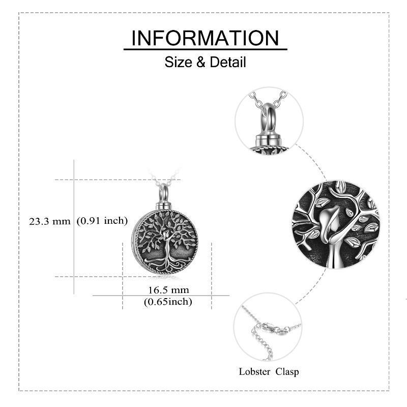 Collier funéraire en argent sterling avec pendentif en forme d'arbre de vie pour cendres