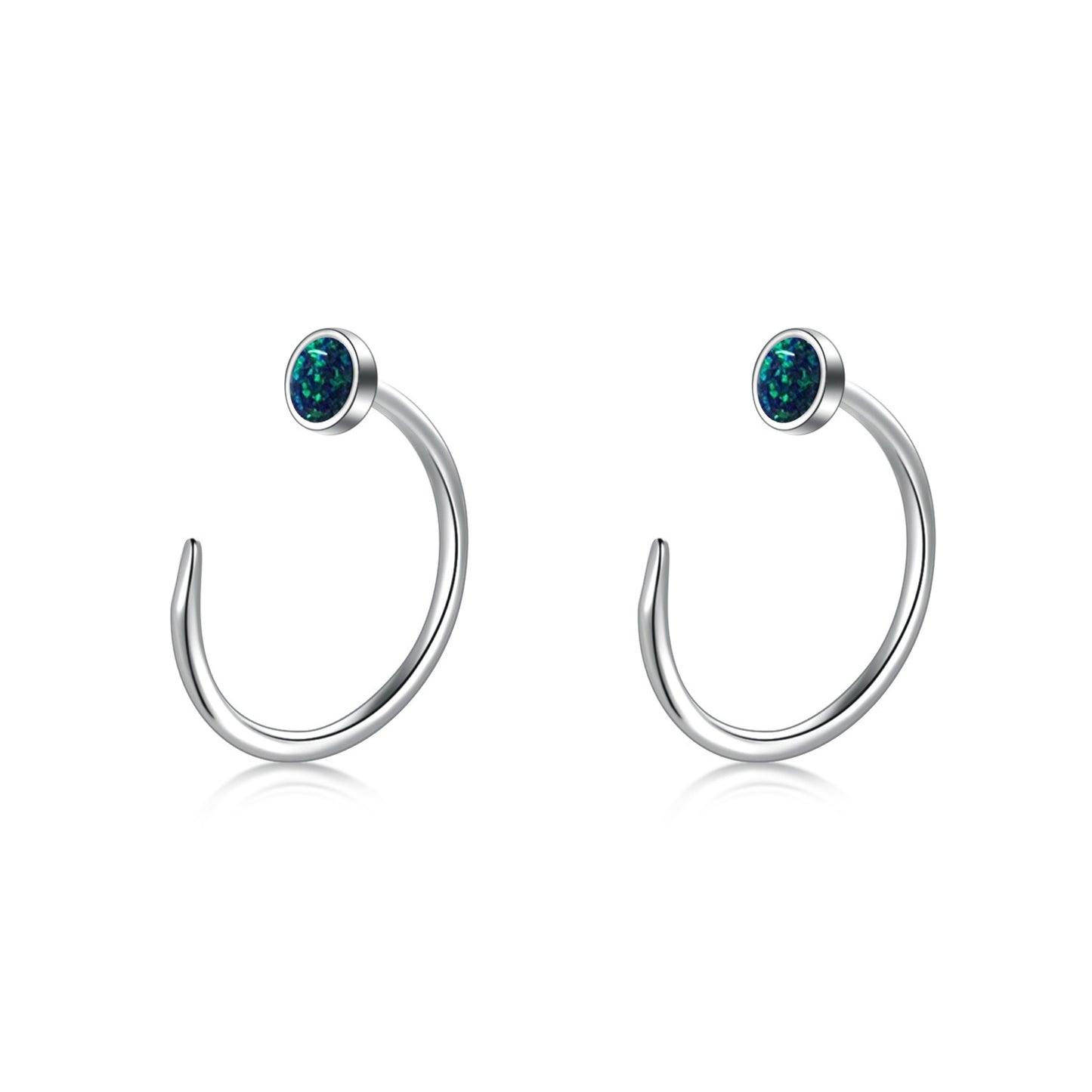 Boucles d'oreilles créoles en opale avec demi-manchette, bijoux enfilables, cadeaux pour femmes et hommes, anniversaire