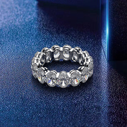 New 925 Silver High Carbon Diamond Stackable Ring Egg Shape 57 Simple Ring Female