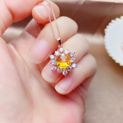 Silver-plated  Explosion Fire Color Inlaid Citrine Set