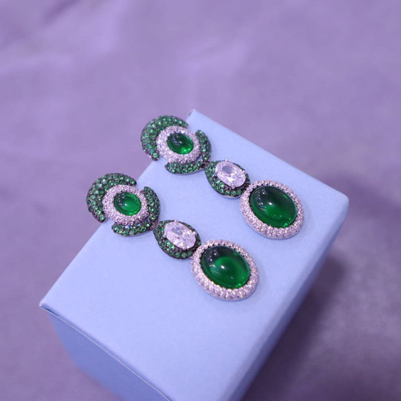 Vintage Fashion Versatile Floral Faux Emerald Earrings