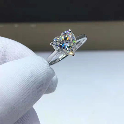 Heart Moissanite Diamond Ring In Platinum