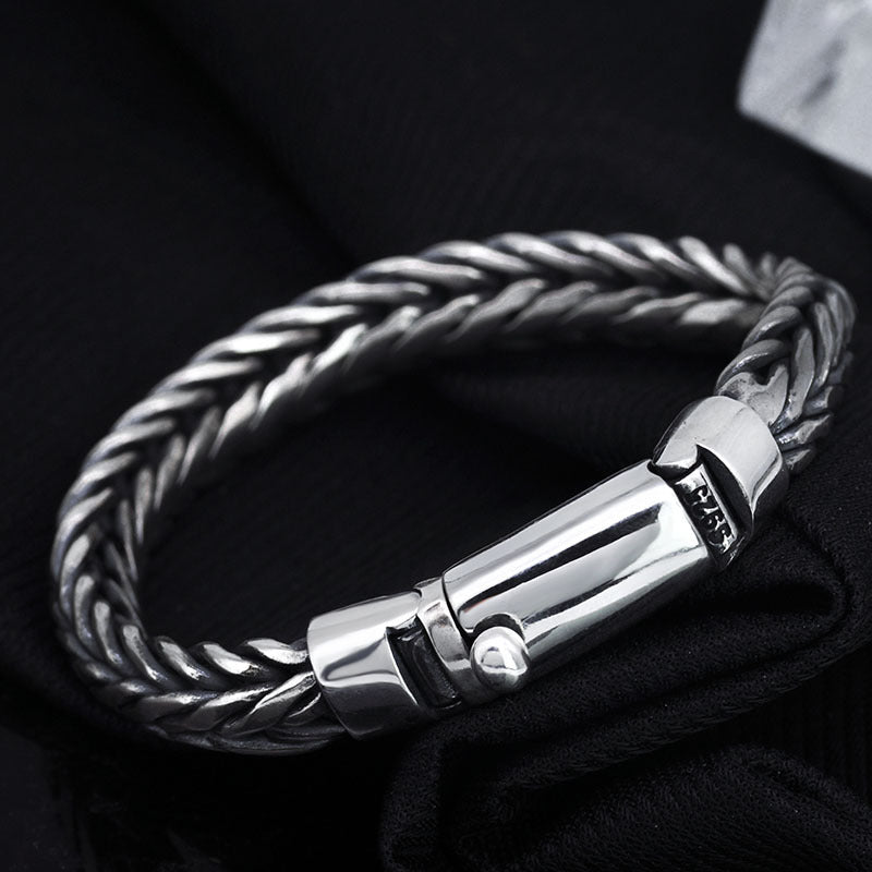 S925 Silver Handmade Woven Keel Bracelet For Men