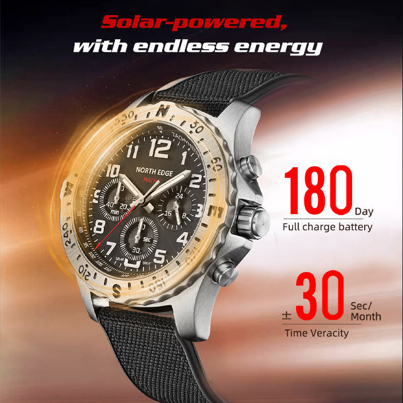 Outdoor Sports Stainless Steel Electronic Watch Solar Energy