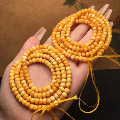 Natural Beeswax Buddha Beaded Necklace Multi-wrap Bracelet