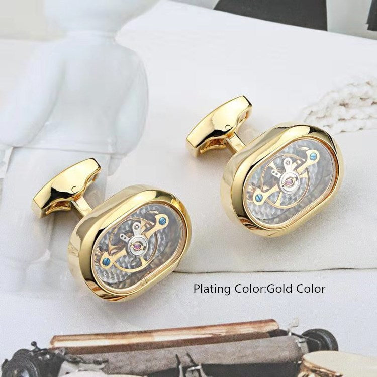 Men's Tourbillon Movement Cufflinks Gun Black French